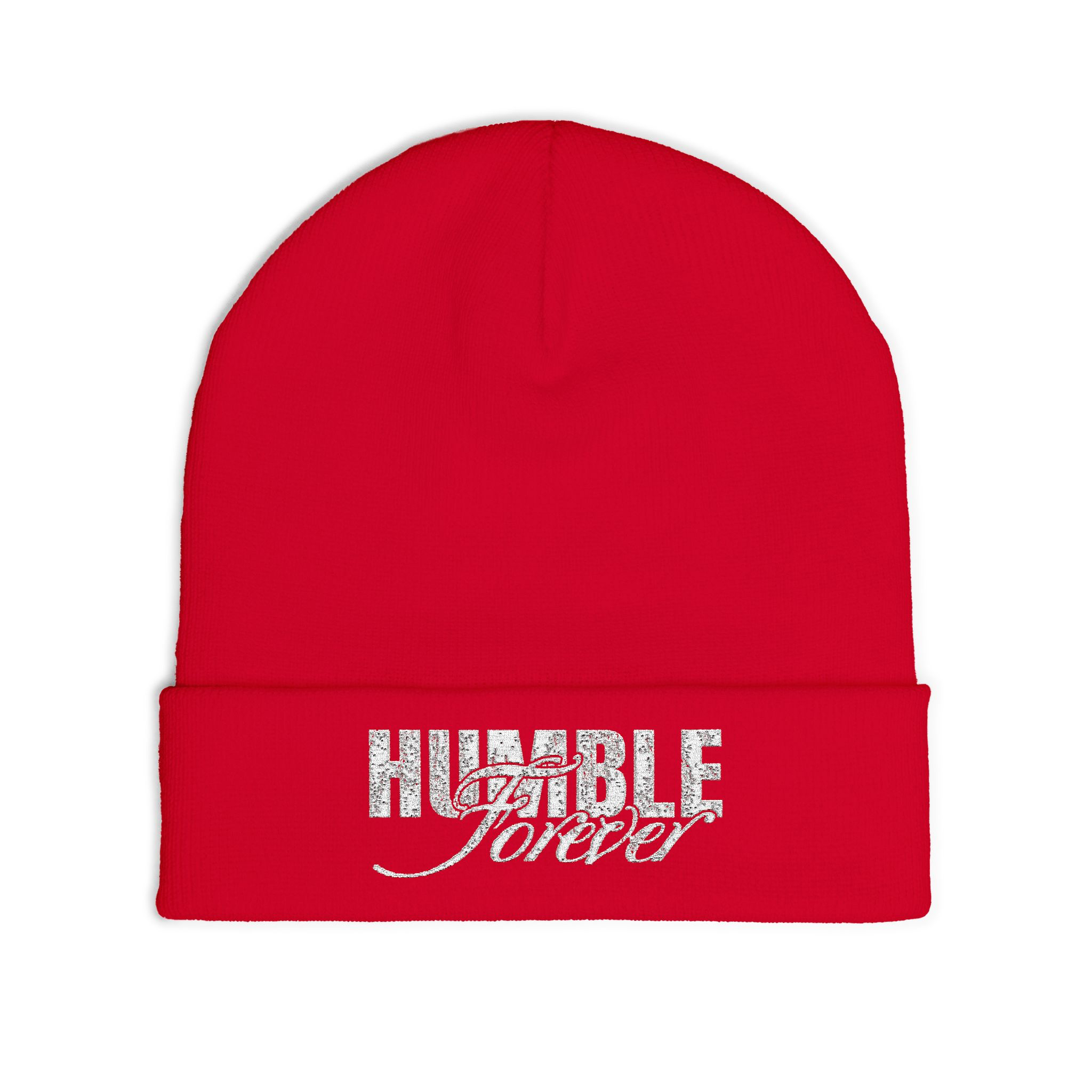 Embroidered Knit Beanie (Red)