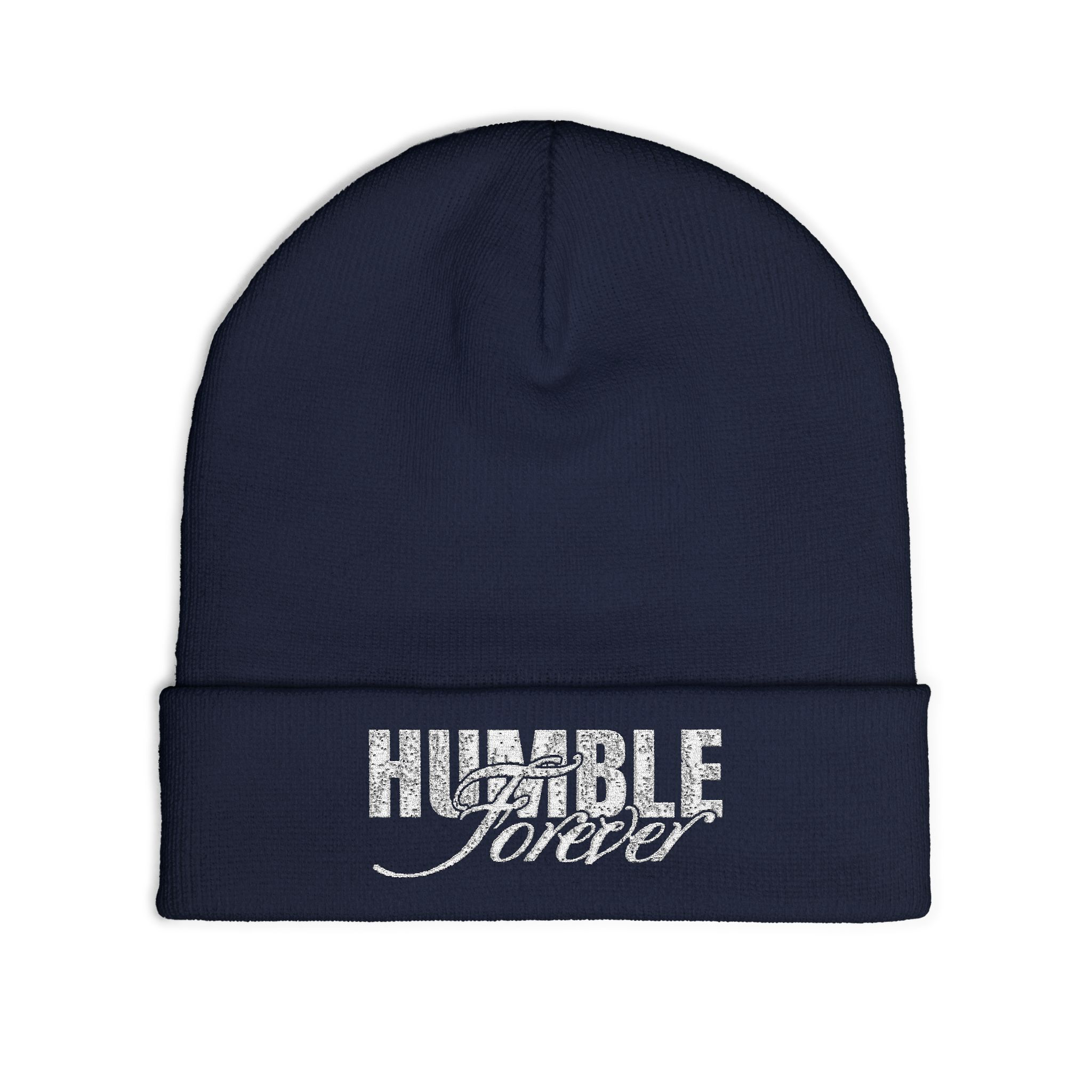 Embroidered Knit Beanie (Navy)