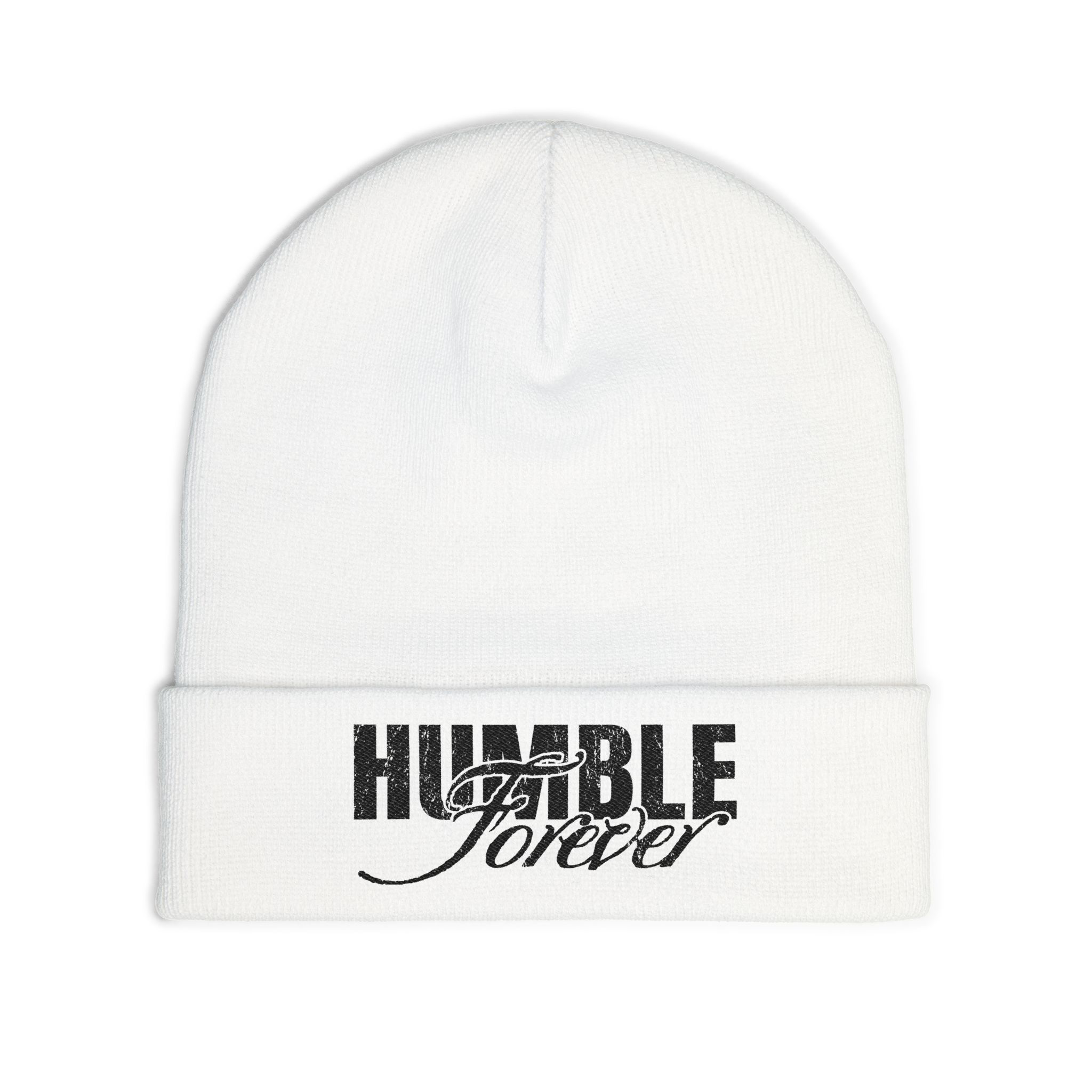 Embroidered knit Beanie (White)
